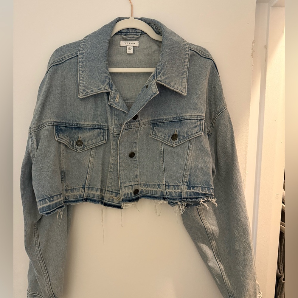 Topshop Light Blue Cropped Jacket